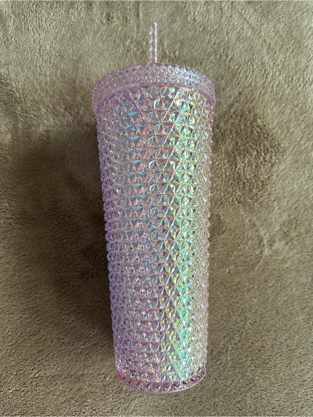 Mainstays 26 oz Tumbler textured pink iridescent, new with tag.